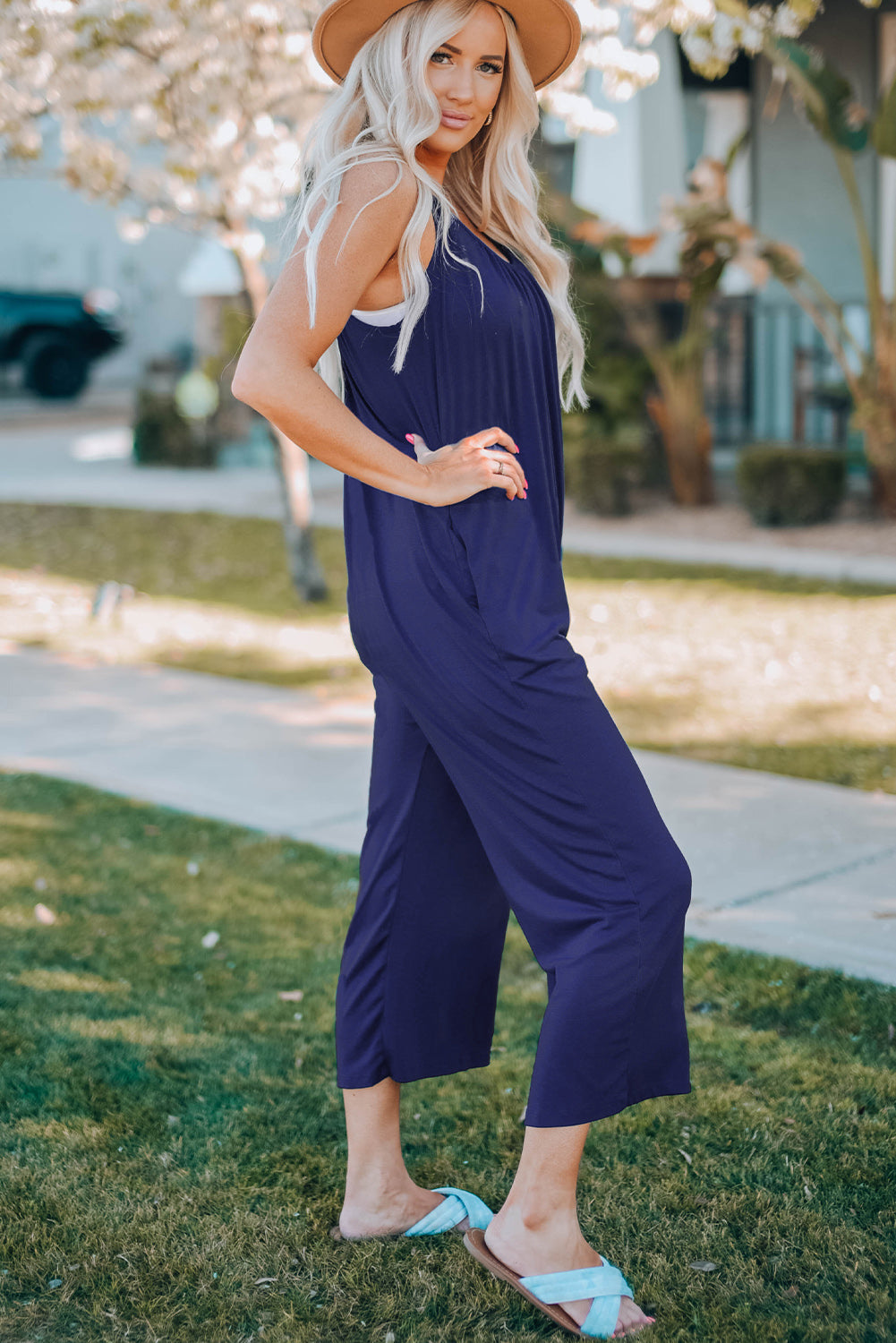 Full Size Spaghetti Strap Wide Leg Jumpsuit